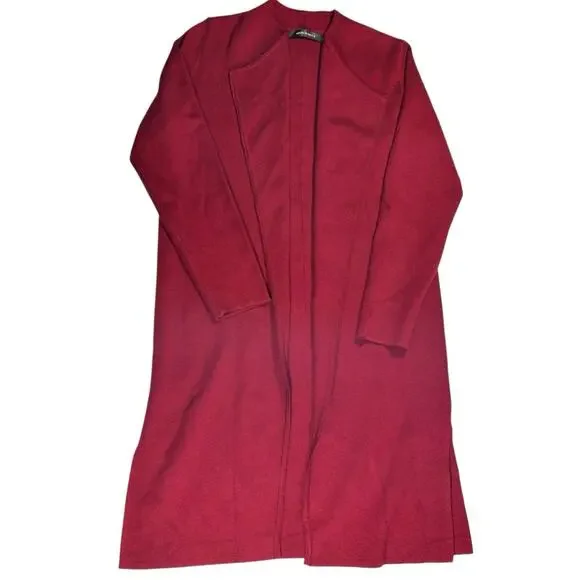 Merokeety Women’s Sz S Long Wool Blend Red Cardigan Knit Duster Coatigan Sweater - Picture 4 of 13
